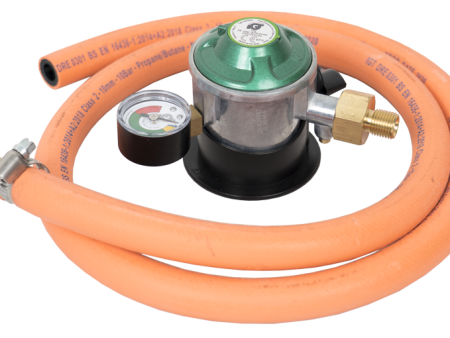 Gassregulator med slange, slangeklemmer og manometer