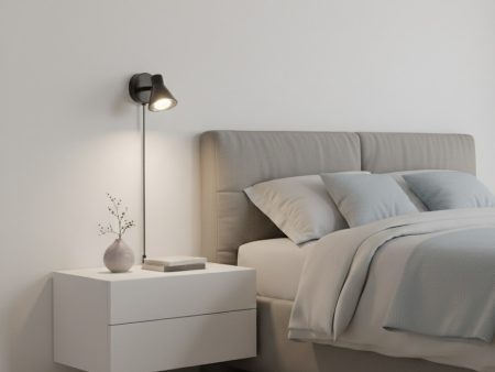 12V & 230V Eik Vegglampe Sort
