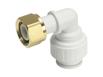 JG Hurtigkopling 15mm til 1/2" innv. gjenger, 90gr.bend, messing
