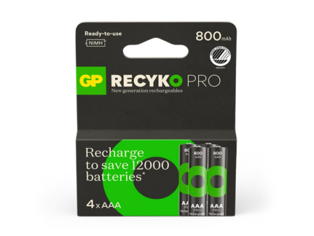 GP Recyko Pro AAA-batteri, 800mAh, 4-pk